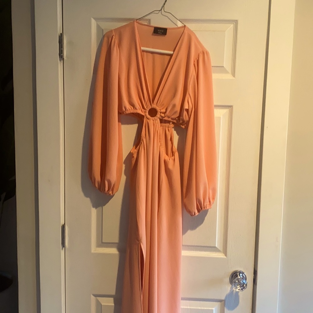 Vici Peach Maxi Dress with Ring Waist